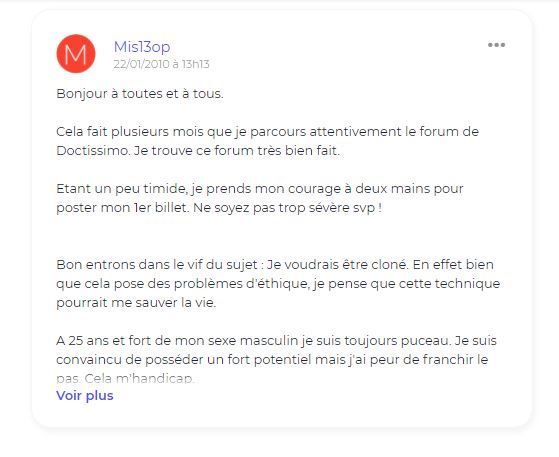 Le numéro 3 des pires messages extrait du forum Doctissimo