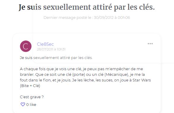 Le numéro 4 des pires messages extrait du forum Doctissimo