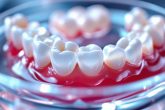 Dentiers immergés dans une solution éclaircissante.