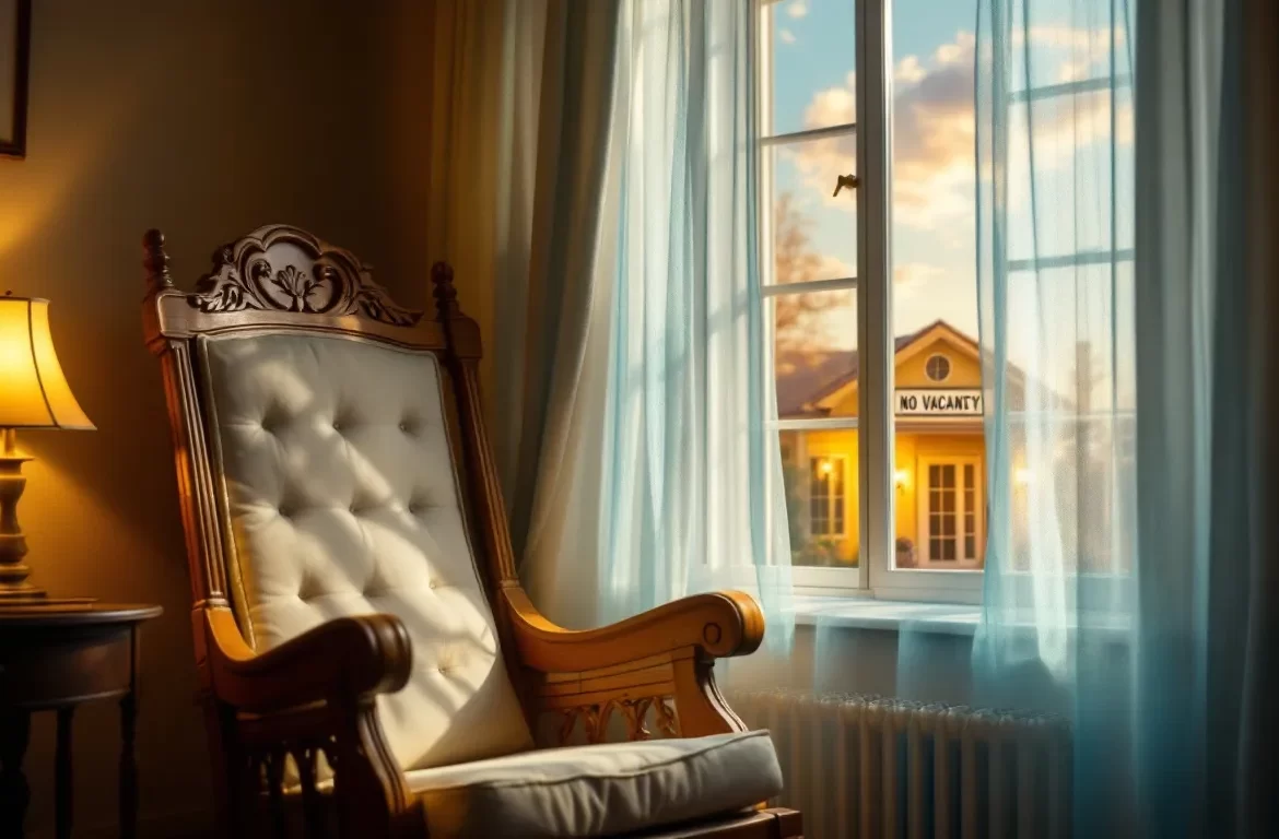 Chaise à bascule au repos, évoquant une atmosphère mélancolique.