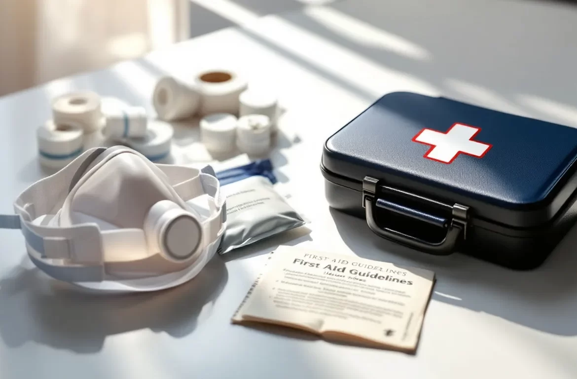 Kit de premiers secours contenant des bandages, des antiseptiques et des médicaments.
