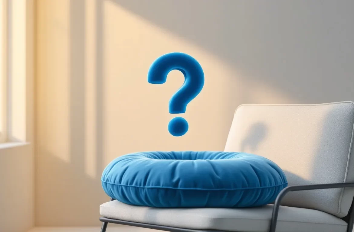 Coussin rond posé sous une lumière douce, créant une atmosphère apaisante.