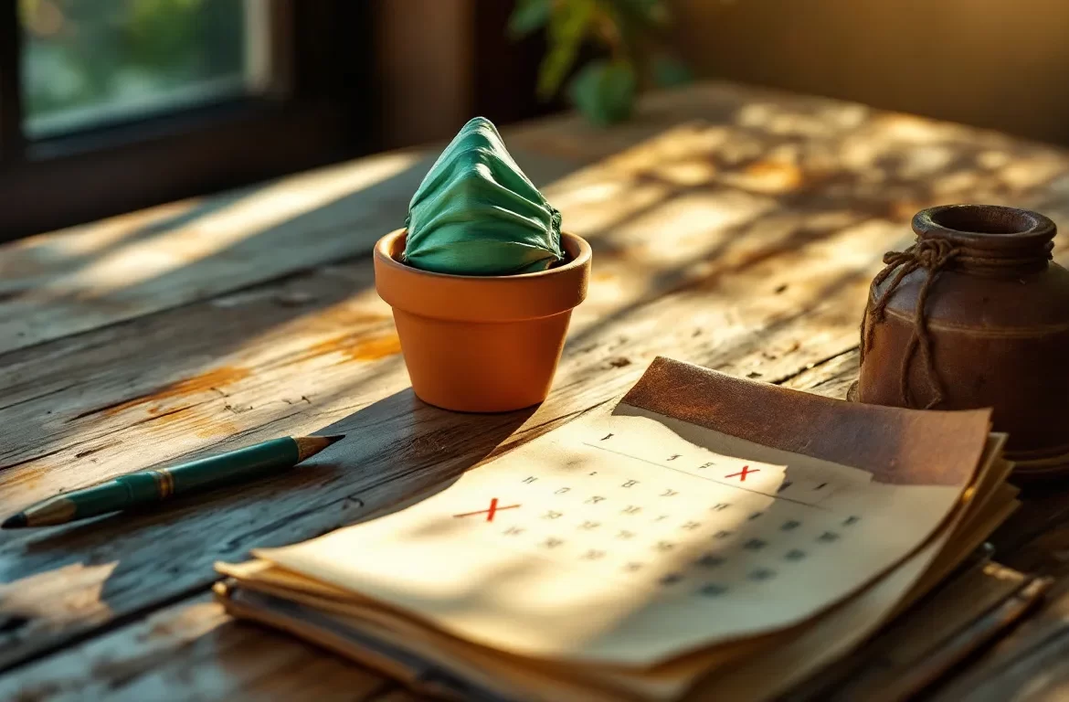 Un masque de beauté accompagné d'un calendrier.