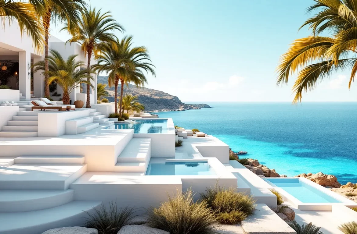 Spa moderne offrant une vue apaisante sur la mer Méditerranéenne.